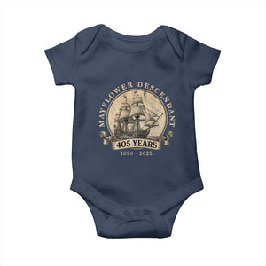 Mayflower Descendant Baby Onesie 405 Years Pilgrim Fathers Thanksgiving History TS11 Navy Print Your Wear