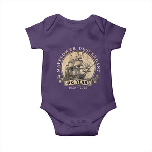Mayflower Descendant Baby Onesie 405 Years Pilgrim Fathers Thanksgiving History TS11 Purple Print Your Wear