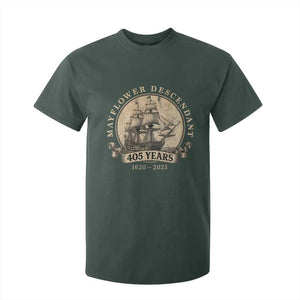 Mayflower Descendant T Shirt For Kid 405 Years Pilgrim Fathers Thanksgiving History TS11 Dark Forest Green Print Your Wear