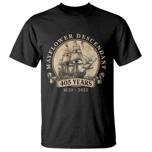 Mayflower Descendant T Shirt 405 Years Pilgrim Fathers Thanksgiving History TS11 Black Print Your Wear