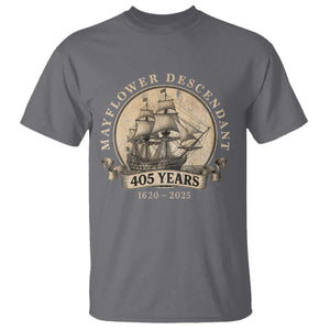 Mayflower Descendant T Shirt 405 Years Pilgrim Fathers Thanksgiving History TS11 Charcoal Print Your Wear