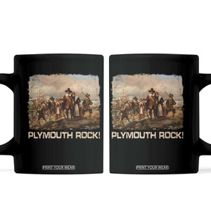 Plymouth Rock Coffee Mug Mayflower Pilgrims Thanksgiving History TS11 Black Print Your Wear