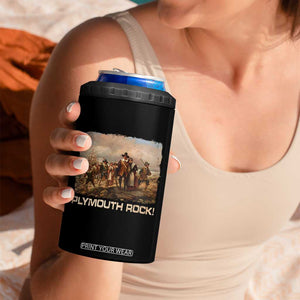 Plymouth Rock 4 in 1 Can Cooler Tumbler Mayflower Pilgrims Thanksgiving History TS11 Print Your Wear