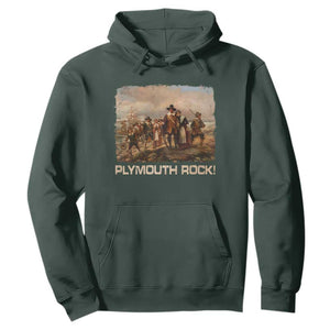Plymouth Rock Hoodie Mayflower Pilgrims Thanksgiving History TS11 Dark Forest Green Print Your Wear