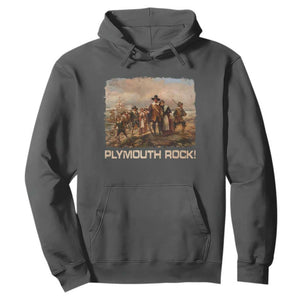 Plymouth Rock Hoodie Mayflower Pilgrims Thanksgiving History TS11 Dark Heather Print Your Wear