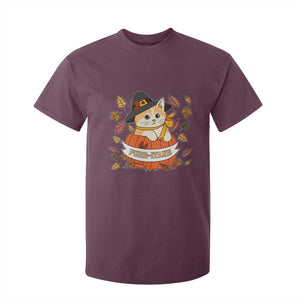 Funny Thanksgiving Cat Lover T Shirt For Kid Purritans Pilgrim Puritans Hat TS11 Maroon Print Your Wear