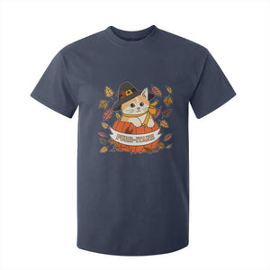 Funny Thanksgiving Cat Lover T Shirt For Kid Purritans Pilgrim Puritans Hat TS11 Navy Print Your Wear