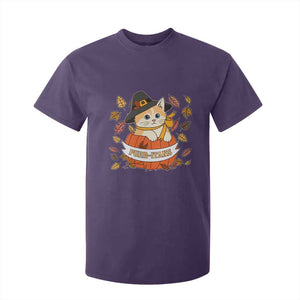 Funny Thanksgiving Cat Lover T Shirt For Kid Purritans Pilgrim Puritans Hat TS11 Purple Print Your Wear