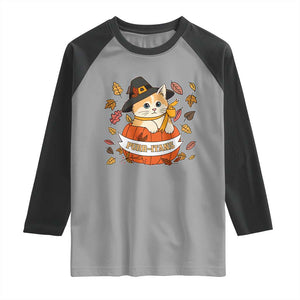 Funny Thanksgiving Cat Lover Raglan Shirt Purritans Pilgrim Puritans Hat TS11 Sport Gray Black Print Your Wear