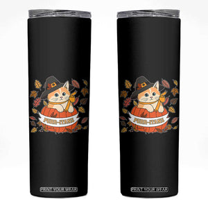 Funny Thanksgiving Cat Lover Skinny Tumbler Purritans Pilgrim Puritans Hat TS11 Black Print Your Wear