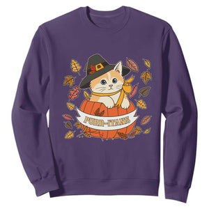 Funny Thanksgiving Cat Lover Sweatshirt Purritans Pilgrim Puritans Hat TS11 Purple Print Your Wear