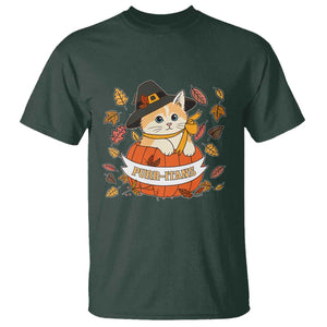 Funny Thanksgiving Cat Lover T Shirt Purritans Pilgrim Puritans Hat TS11 Dark Forest Green Print Your Wear