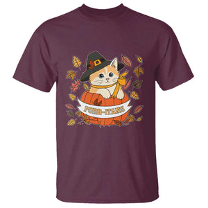 Funny Thanksgiving Cat Lover T Shirt Purritans Pilgrim Puritans Hat TS11 Maroon Print Your Wear
