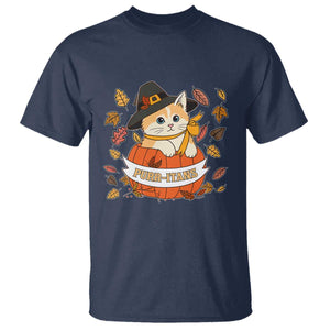 Funny Thanksgiving Cat Lover T Shirt Purritans Pilgrim Puritans Hat TS11 Navy Print Your Wear