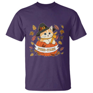 Funny Thanksgiving Cat Lover T Shirt Purritans Pilgrim Puritans Hat TS11 Purple Print Your Wear