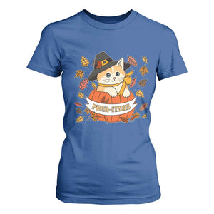 Funny Thanksgiving Cat Lover T Shirt For Women Purritans Pilgrim Puritans Hat TS11 Royal Blue Print Your Wear