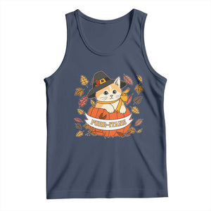 Funny Thanksgiving Cat Lover Tank Top Purritans Pilgrim Puritans Hat TS11 Navy Print Your Wear