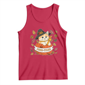 Funny Thanksgiving Cat Lover Tank Top Purritans Pilgrim Puritans Hat TS11 Red Print Your Wear