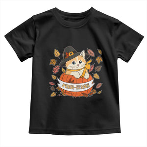 Funny Thanksgiving Cat Lover Toddler T Shirt Purritans Pilgrim Puritans Hat TS11 Black Print Your Wear