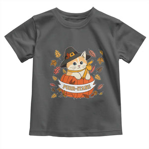Funny Thanksgiving Cat Lover Toddler T Shirt Purritans Pilgrim Puritans Hat TS11 Dark Heather Print Your Wear