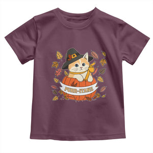 Funny Thanksgiving Cat Lover Toddler T Shirt Purritans Pilgrim Puritans Hat TS11 Maroon Print Your Wear