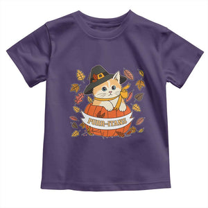 Funny Thanksgiving Cat Lover Toddler T Shirt Purritans Pilgrim Puritans Hat TS11 Purple Print Your Wear