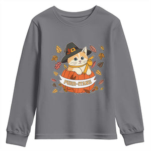 Funny Thanksgiving Cat Lover Youth Sweatshirt Purritans Pilgrim Puritans Hat TS11 Charcoal Print Your Wear