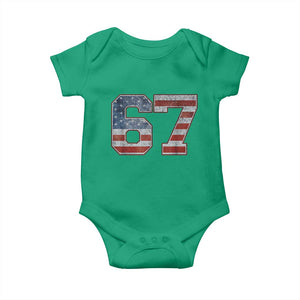 Funny Six Seven 67 Meme Vintage American Flag Baby Onesie TS11 Irish Green Print Your Wear