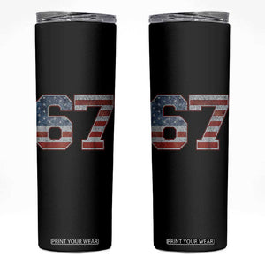 Funny Six Seven 67 Meme Vintage American Flag Skinny Tumbler TS11 Black Print Your Wear