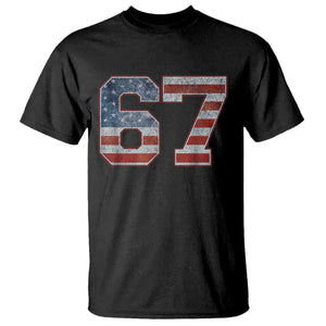 Funny Six Seven 67 Meme Vintage American Flag T Shirt TS11 Black Print Your Wear