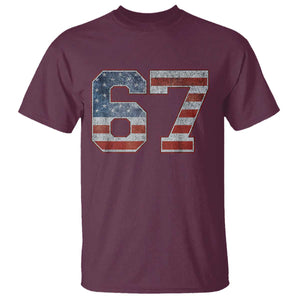 Funny Six Seven 67 Meme Vintage American Flag T Shirt TS11 Maroon Print Your Wear
