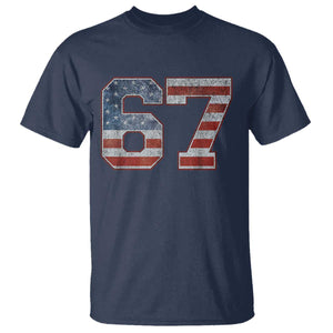 Funny Six Seven 67 Meme Vintage American Flag T Shirt TS11 Navy Print Your Wear