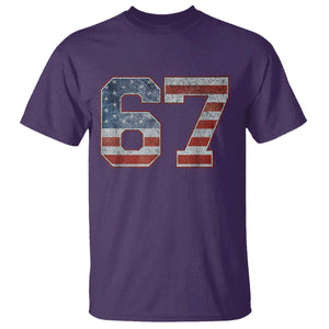 Funny Six Seven 67 Meme Vintage American Flag T Shirt TS11 Purple Print Your Wear