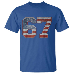 Funny Six Seven 67 Meme Vintage American Flag T Shirt TS11 Royal Blue Print Your Wear