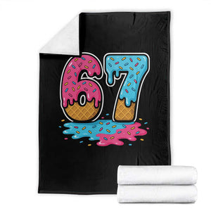 Funny 67 Ice Cream Drip Meme Six Seven Gen Alpha Slang Throw Blanket TS11 Black Print Your Wear