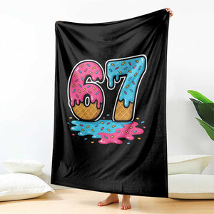 Funny 67 Ice Cream Drip Meme Six Seven Gen Alpha Slang Throw Blanket TS11 Print Your Wear