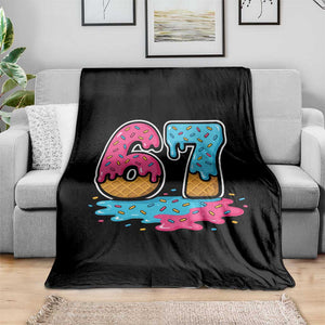 Funny 67 Ice Cream Drip Meme Six Seven Gen Alpha Slang Throw Blanket TS11 Print Your Wear