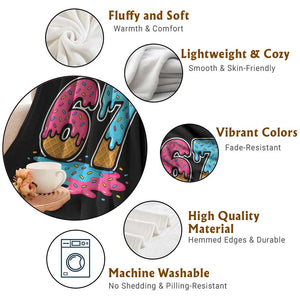 Funny 67 Ice Cream Drip Meme Six Seven Gen Alpha Slang Throw Blanket TS11 Print Your Wear