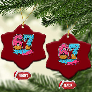 Funny 67 Ice Cream Drip Meme Six Seven Gen Alpha Slang Ceramic Ornament TS11 Print Your Wear