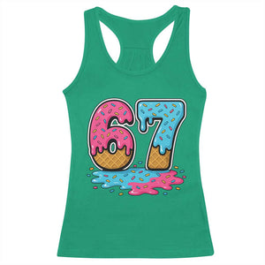 Funny 67 Ice Cream Drip Meme Six Seven Gen Alpha Slang Racerback Tank Top TS11 Irish Green Print Your Wear