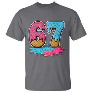 Funny 67 Ice Cream Drip Meme Six Seven Gen Alpha Slang T Shirt TS11 Charcoal Print Your Wear