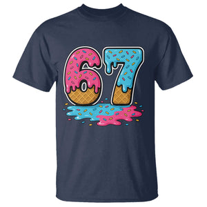 Funny 67 Ice Cream Drip Meme Six Seven Gen Alpha Slang T Shirt TS11 Navy Print Your Wear