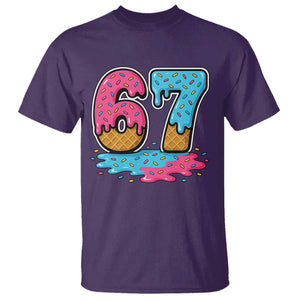 Funny 67 Ice Cream Drip Meme Six Seven Gen Alpha Slang T Shirt TS11 Purple Print Your Wear