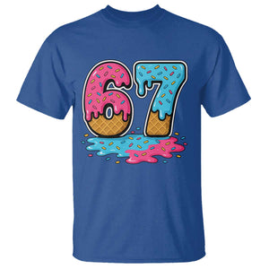 Funny 67 Ice Cream Drip Meme Six Seven Gen Alpha Slang T Shirt TS11 Royal Blue Print Your Wear