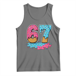 Funny 67 Ice Cream Drip Meme Six Seven Gen Alpha Slang Tank Top TS11 Black Heather Print Your Wear