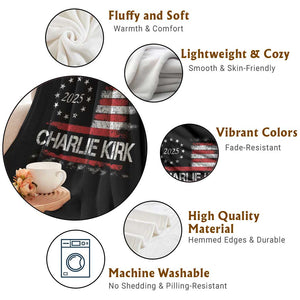 Charlie Kirk 2025 Throw Blanket Freedom Vintage American Flag TS11 Print Your Wear