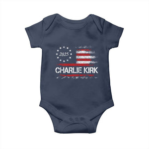 Charlie Kirk 2025 Baby Onesie Freedom Vintage American Flag TS11 Navy Print Your Wear