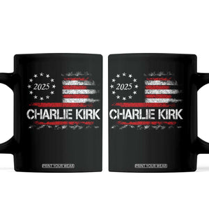 Charlie Kirk 2025 Coffee Mug Freedom Vintage American Flag TS11 Black Print Your Wear