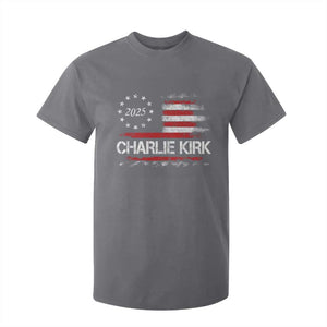 Charlie Kirk 2025 T Shirt For Kid Freedom Vintage American Flag TS11 Charcoal Print Your Wear