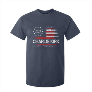 Charlie Kirk 2025 T Shirt For Kid Freedom Vintage American Flag TS11 Navy Print Your Wear